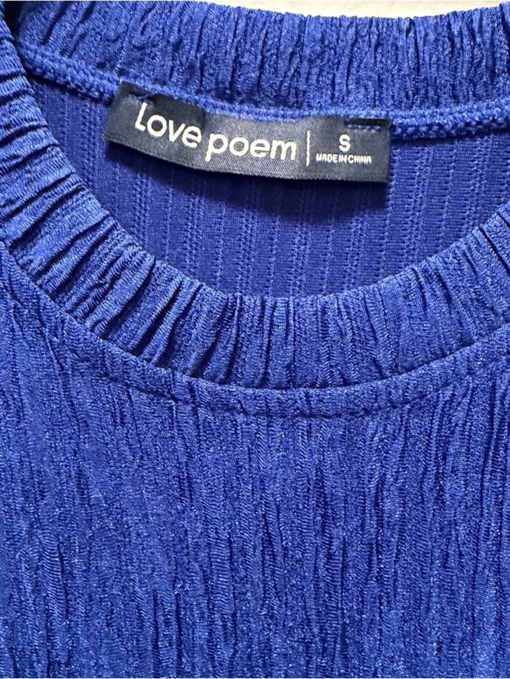 NWT Love Poem Small Blue Ink Colored Crinkle 2-Piece Top & Bottom Set Cropped - Picture 3 of 13